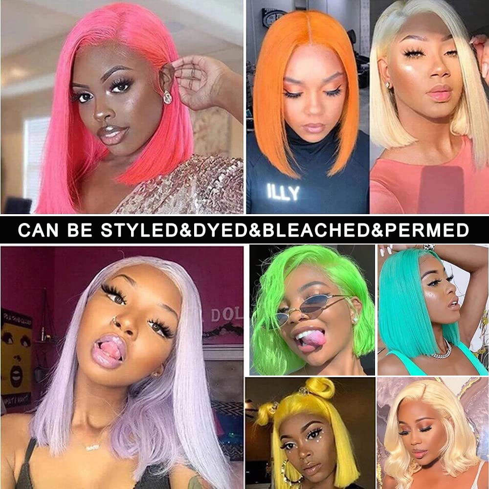 13X4 HD Transparent 613 Blonde Blunt Cut Glueless Bob Wig Human Hair Lace Front Wig With Baby Hair Pre Plucked