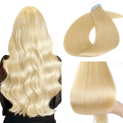 100% human hair Tape In Hair Extensions Invisible PU Seamless Skin Weft Tape in Real Human Hair Silky Straight Hair