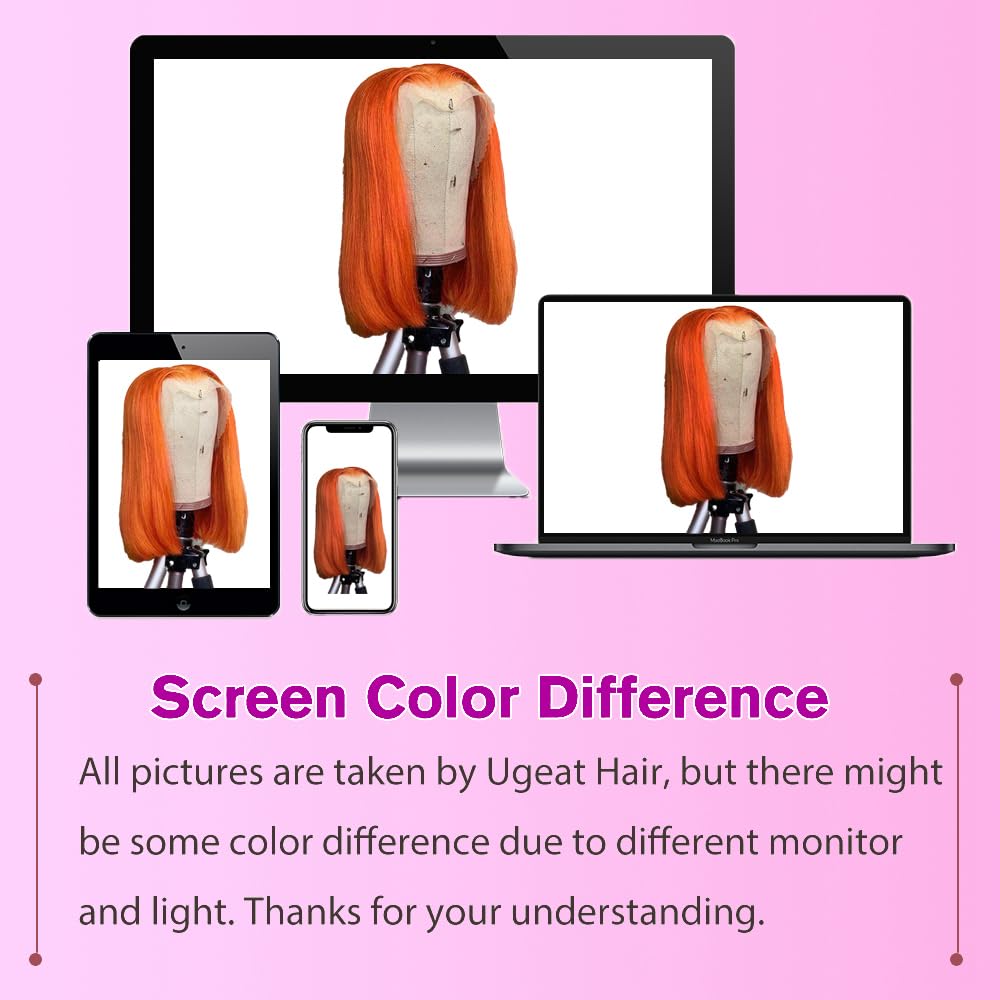 Wear and Go Glueless #350 Ginger Orange 13X4 HD Transparent Lace Front Bob Wig Human Hair Pre Plucked