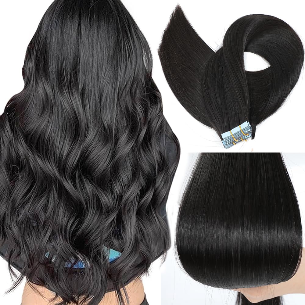Human Hair Tape In Hair Extensions Natural Black Color Seamless Invisible PU Skin Weft Tape in 100% Real Human Hair