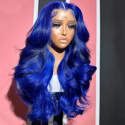 Dark Blue Lace Front Wigs Human Hair Body Wave 13X4 HD Blue Lace Front Wig Human Hair Wear and Go Glueless